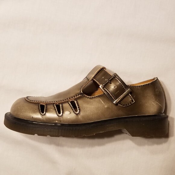 Dr. Martens Shoes - Vtg Doc Dr. Martens Mary Jane UK 5 | US 7 Pewter Silver Made England Goth Punk